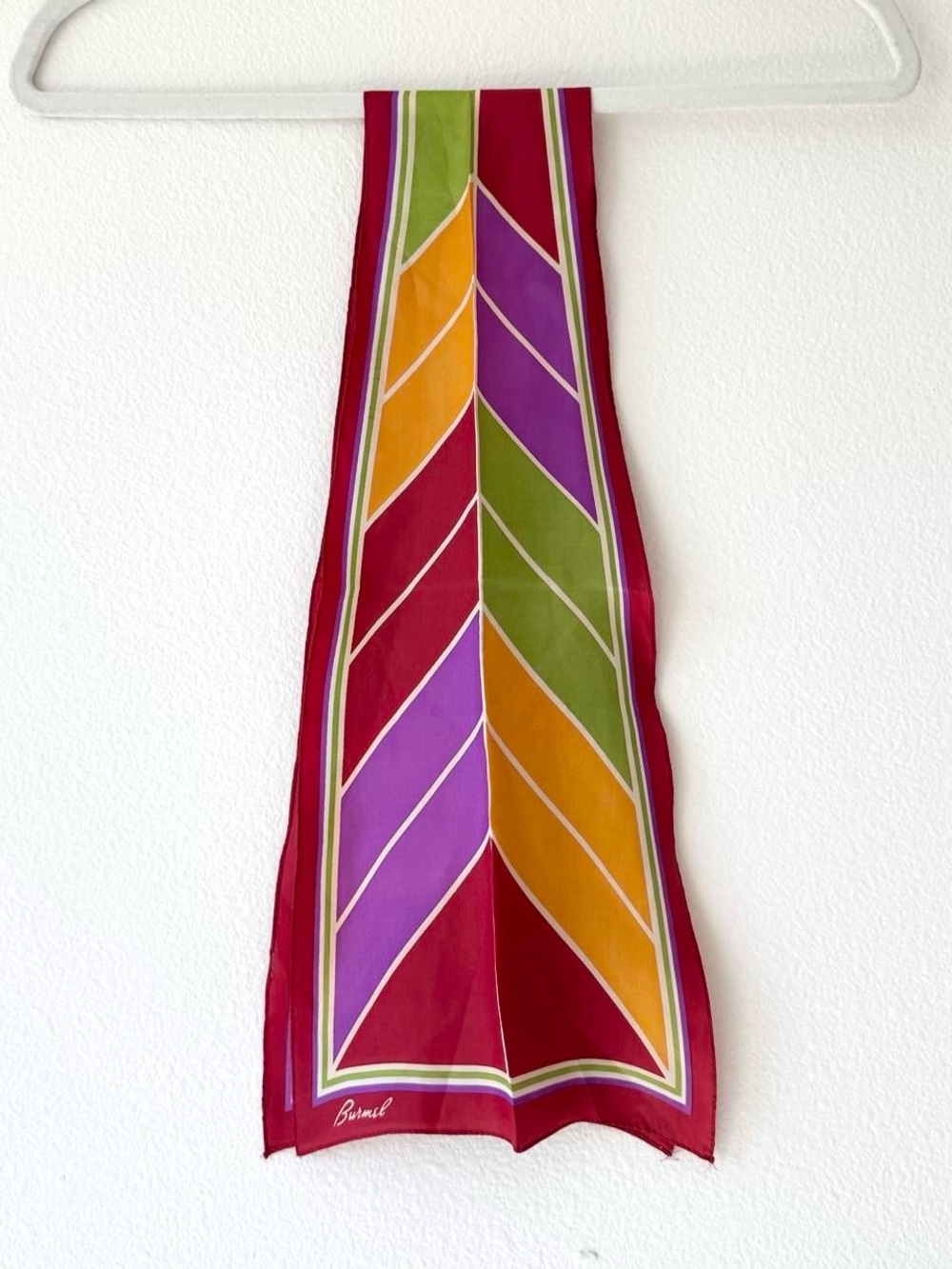 Vintage Burmel Oblong Scarf Chevron Print